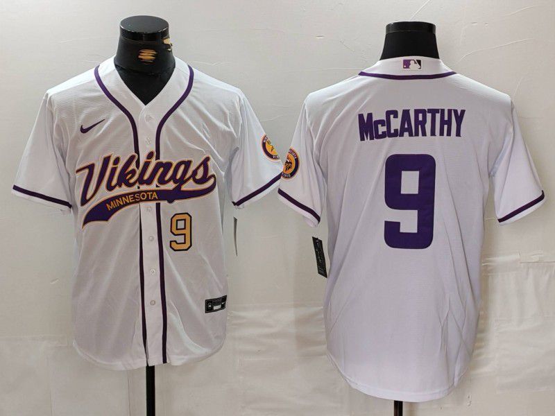 Men Minnesota Vikings #9 Mccarthy White Joint Name 2024 Nike Limited NFL Jersey style 2->minnesota vikings->NFL Jersey